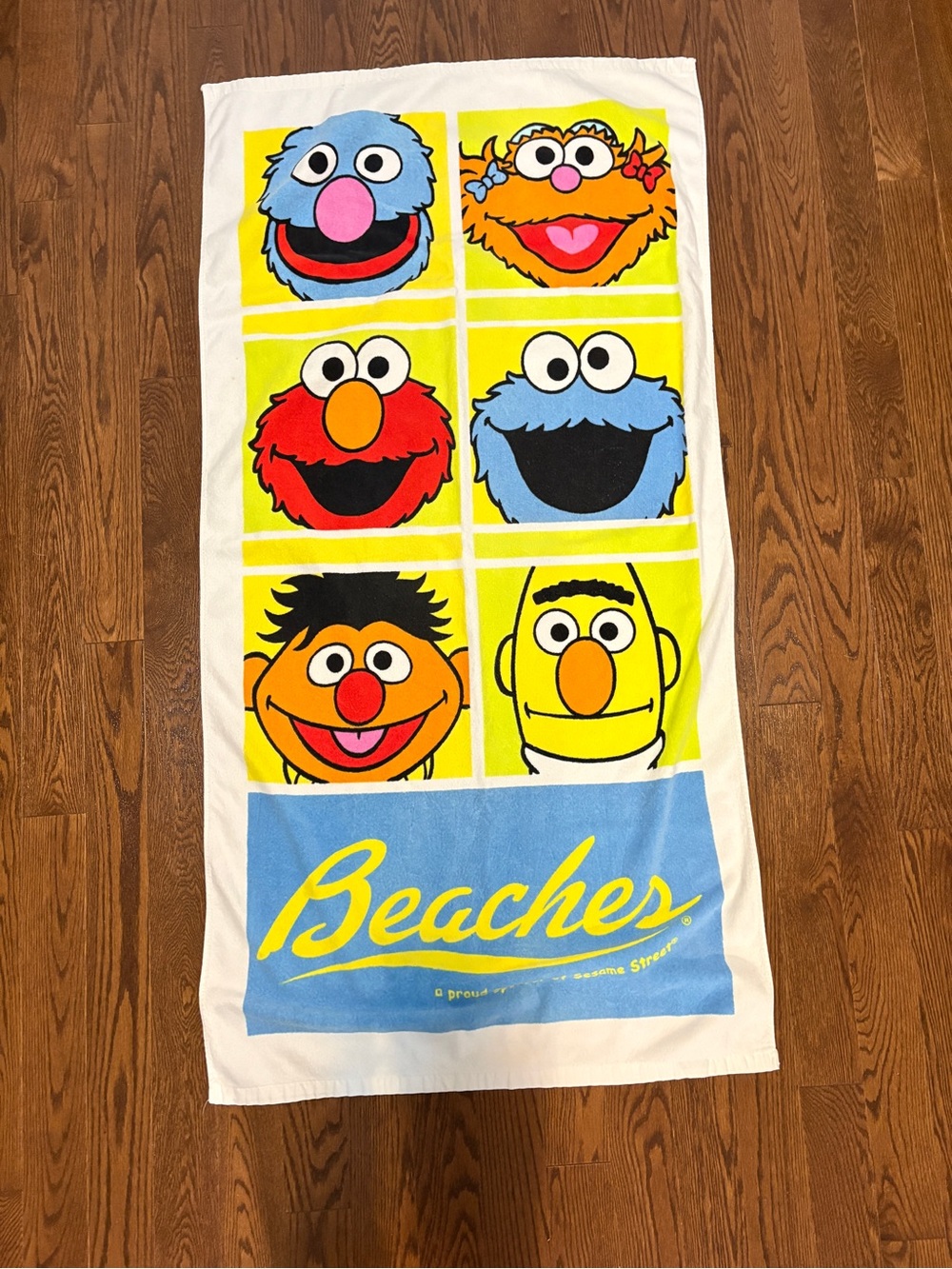 Vintage 2006 Sesame Street Beaches Resort Beach Towel 100% Cotton